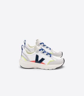 Veja Canary Elastic Laces Alveomesh Nautico Vegan Kids Valkoinen | YFIGT44226