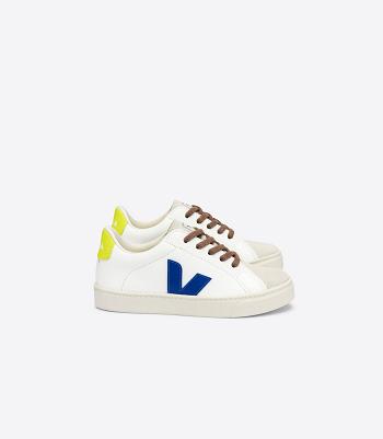 Veja Laces Chromefree Nahkaiset Jaune Fluo Lasten Esplar Valkoinen Indigo | FIICD98382